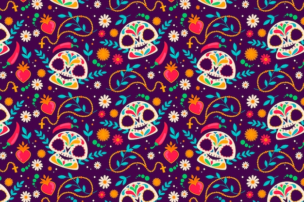 Modèle de dia de muertos dessiné à la main