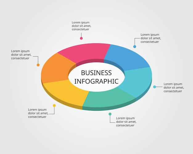 modèle de diagramme de cercle d'étape pour infographie pour présentation pour 6 éléments