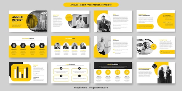 Modèle de diapositive de présentation PowerPoint d'entreprise ou mise en page de la brochure du rapport annuel