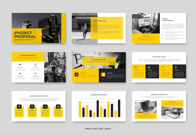 Vecteur modèle de diapositive de présentation de proposition de projet d'entreprise minimale ou modèle pwoerpoint d'entreprise