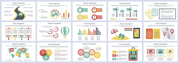 Modèle de diapositives de présentation d'infographie de voyage de vacances