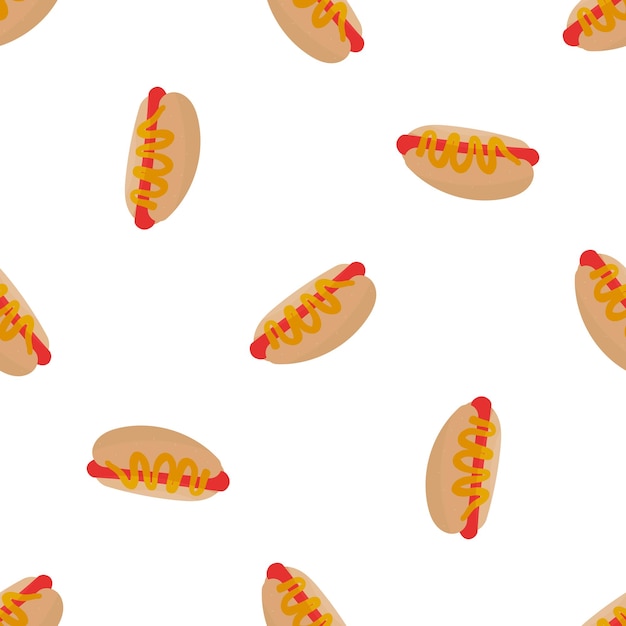 modèle de dîner de hot dog de restauration rapide illustration vectorielle de fond textile