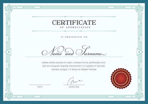 Modèle Diplôme Monnaie Frontière Certificat Prix Chèque Cadeau Illustration vectorielle