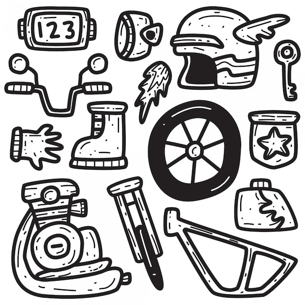 modèle de doodle de moto kawaii