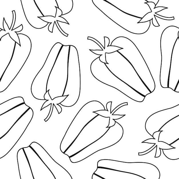 Modèle De Doodle Vectorielle Continue Avec Des Poivrons Doux Texture Pour Papier Peint Papier Textile Livre De Coloriage Pour Enfants