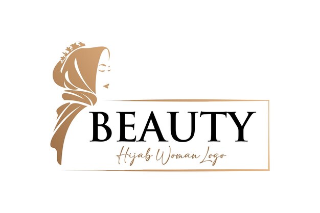 Vecteur le modèle du logo de la belle femme au hijab