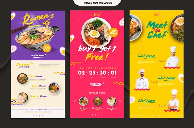 Modèle d'e-mail de restaurant vectoriel