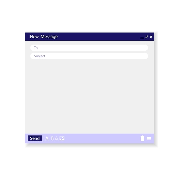 Vecteur modèle d'e-mail vierge. fenêtre de messagerie.