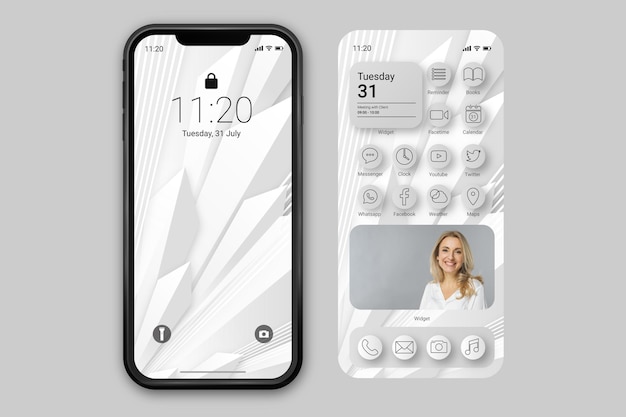 Modèle d'écran d'accueil élégant pour smartphone