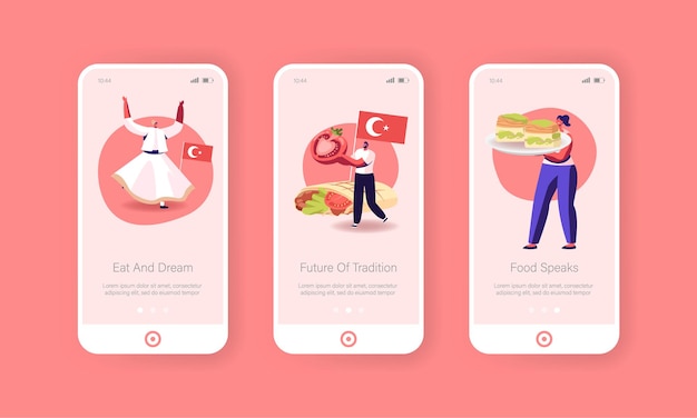 Modèle D'écran à Bord De La Page D'application Mobile De La Cuisine Turque Traditionnelle.