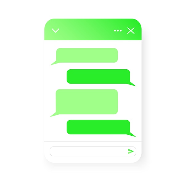 Modèle d'écran de chat bot. Fenêtre de chat de la vie avec des bulles de message