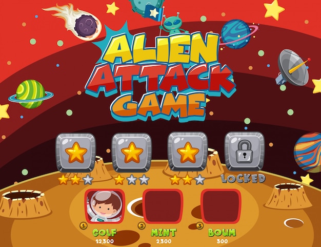 Modèle D'écran Pour Jeu D'ordinateur Avec Thème D'attaque Extraterrestre