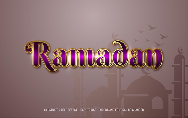 Vecteur modèle d'effet de style modifiable de texte 3d ramadan