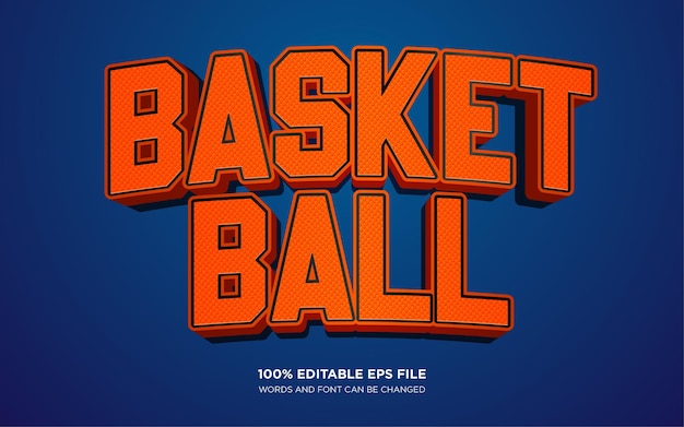 Modèle D'effet De Style De Texte 3d De Basket-ball