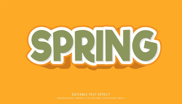 Vecteur modèle d'effet de texte 3d éditable printemps typographie en gras et style abstrait