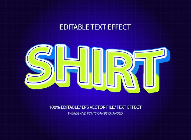 Modèle d'effet de texte 3D modifiable pour chemises