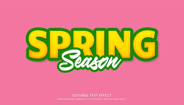 Vecteur modèle d'effet de texte 3d modifiable pour la saison de printemps typographie en gras et style abstrait