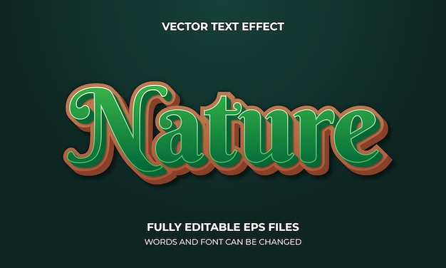 Vecteur modèle d'effet de texte 3d modifiable avec style nature