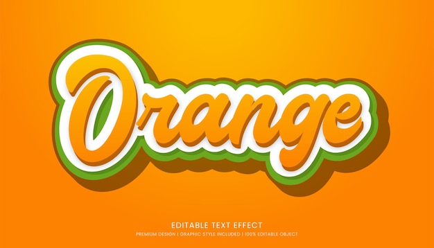 modèle d'effet de texte 3D modifiable typographie orange gras et style abstrait logo et marque de boissons