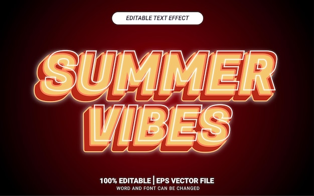 Vecteur modèle d'effet de texte 3d summer vibes titre vecteur de style moderne