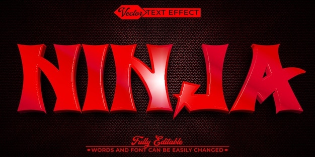 Modèle d'effet de texte éditable au vecteur japonais Red Ninja