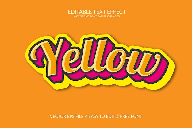 Modèle d'effet de texte EPS vectoriel entièrement modifiable en 3D jaune