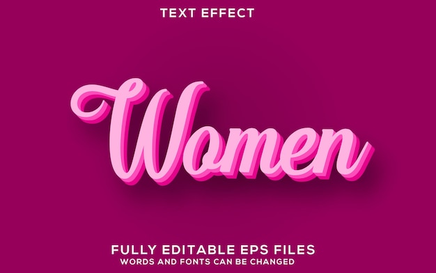 Modèle d'effet de texte femme modifiable 3d Effet de texte lumineux moderne