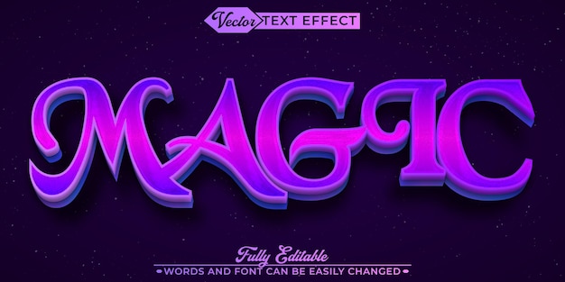 Modèle d'effet de texte modifiable au vecteur magique violet