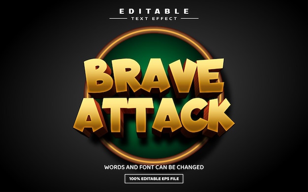 Modèle D'effet De Texte Modifiable Brave Attack 3d