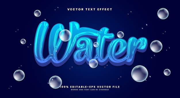 Modèle d'effet de texte modifiable en eau 3D adapté au style bulle