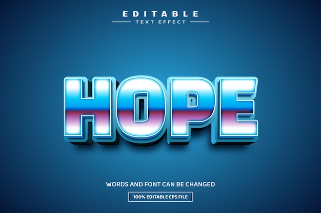Modèle d'effet de texte modifiable Hope 3D