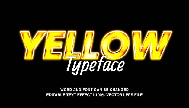 Modèle d'effet de texte modifiable jaune 3d police de caractères de style futuriste brillant gras