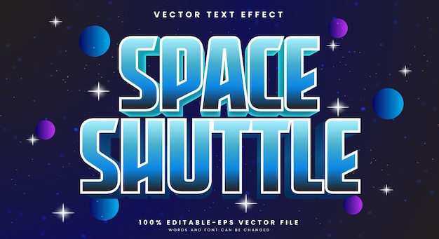 Modèle d'effet de texte modifiable de la navette spatiale avec de la poussière d'étoile brillante