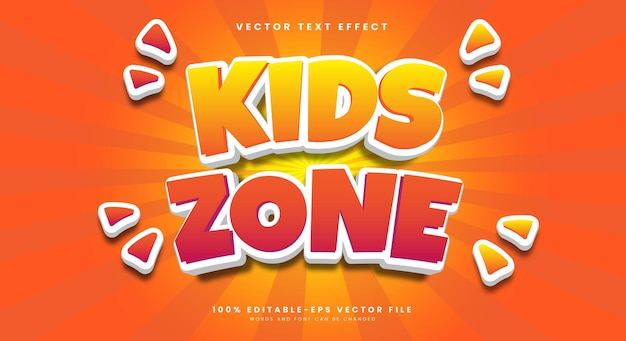Le modèle d'effet de texte modifiable pour enfants de la zone 3D convient au style dessin animé