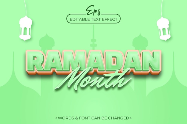 Vecteur modèle d'effet de texte modifiable pour le mois de ramadan