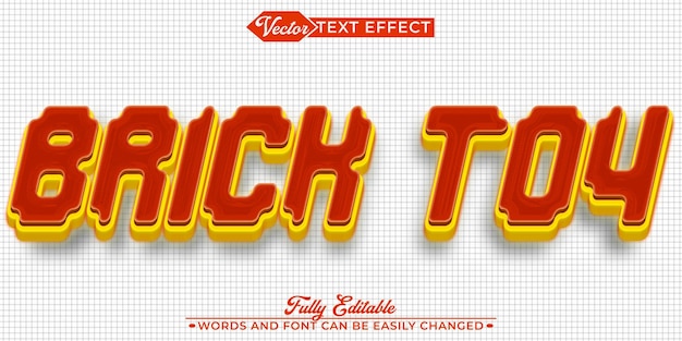 Modèle d'effet de texte modifiable pour le vecteur de jouets Pixel Brick