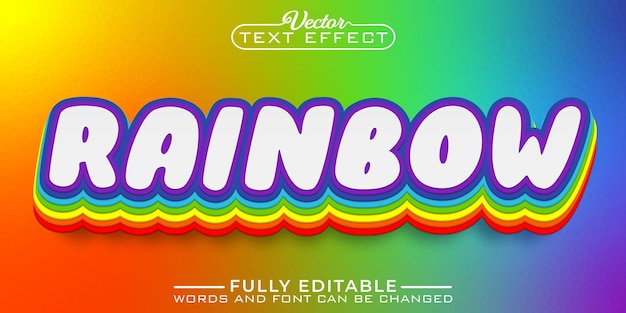 Modèle D'effet De Texte Modifiable Rainbow Colorfun Cartoon