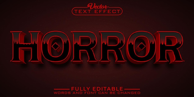 Modèle d'effet de texte modifiable rouge d'horreur