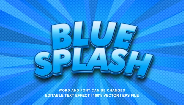 Modèle D'effet De Texte Modifiable Splash Bleu Police De Style Dessin Animé 3d