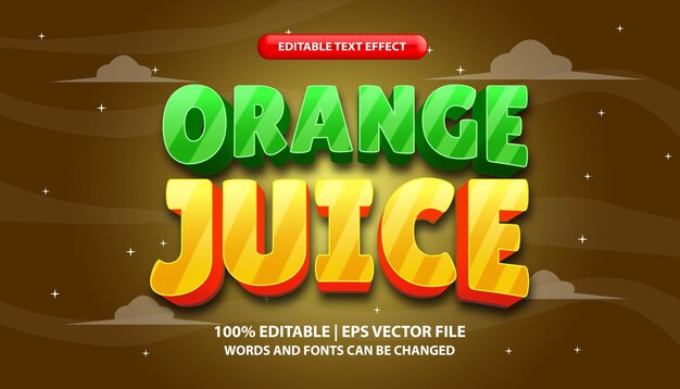 Modèle d'effet de texte modifiable style de police de typographie de jus d'orange