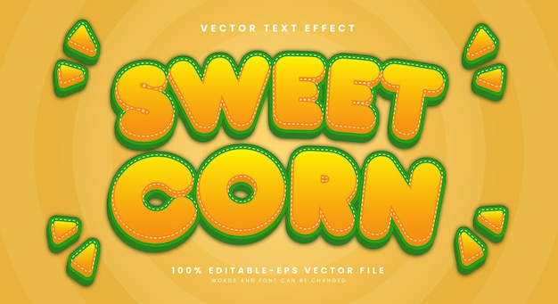 modèle d'effet de texte modifiable Sweet Corn 3D adapté au logo et à la marque d'entreprise