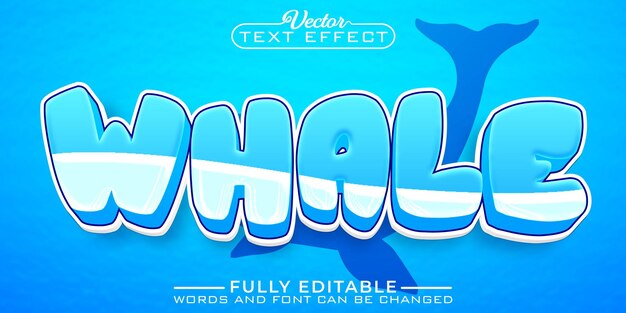 Modèle D'effet De Texte Modifiable De Vecteur De Baleine De Dessin Animé