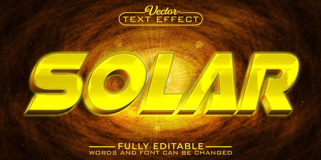 Modèle d'effet de texte modifiable de vecteur de lumière solaire jaune solaire