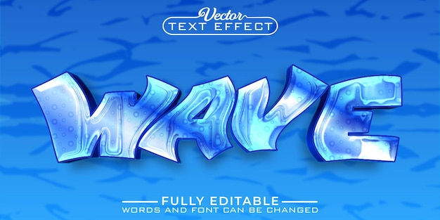 Modèle d'effet de texte modifiable de vecteur de vague bleue de dessin animé