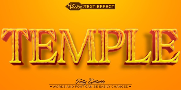 Modèle d'effet de texte modifiable vectoriel du temple ancien