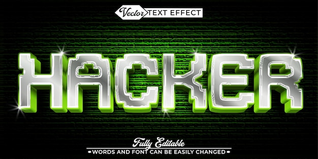 Modèle d'effet de texte modifiable vectoriel Green Hacker