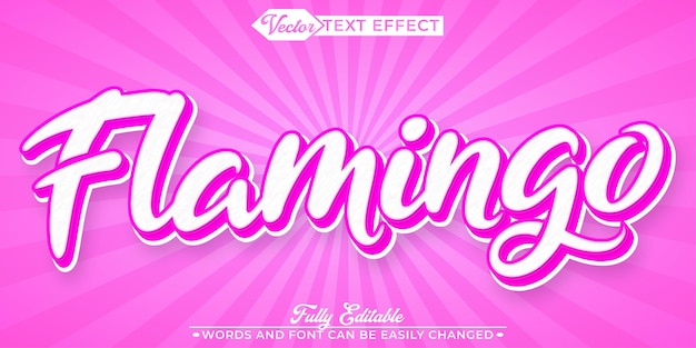 Modèle d'effet de texte modifiable vectoriel d'oiseau flamant rose doux