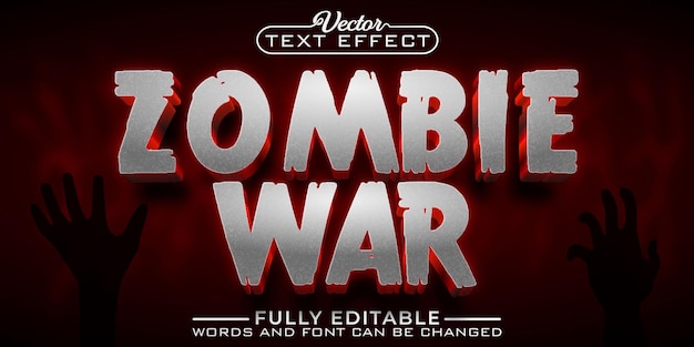 Modèle D'effet De Texte Modifiable Vectoriel Silver Zombie War