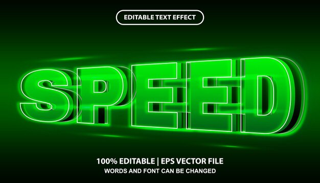 Modèle d'effet de texte modifiable de vitesse, style d'effet de police néon vert