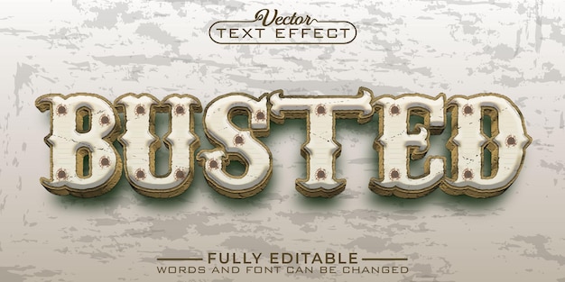 Vecteur modèle d'effet de texte modifiable western busted vector